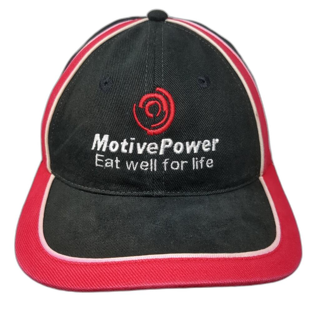 Motive Power Eat Well For Life Strapback Hat Black One Size Embroidered